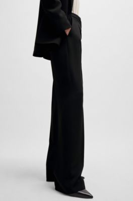 Regular-fit trousers in matte fabric, Black