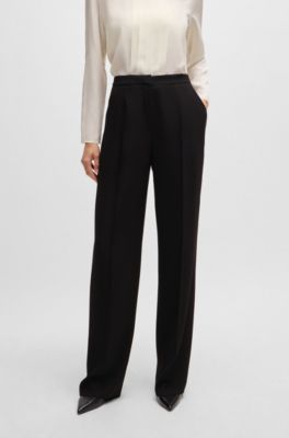Regular-fit trousers in matte fabric, Black