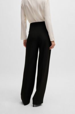 Regular-fit trousers in matte fabric, Black