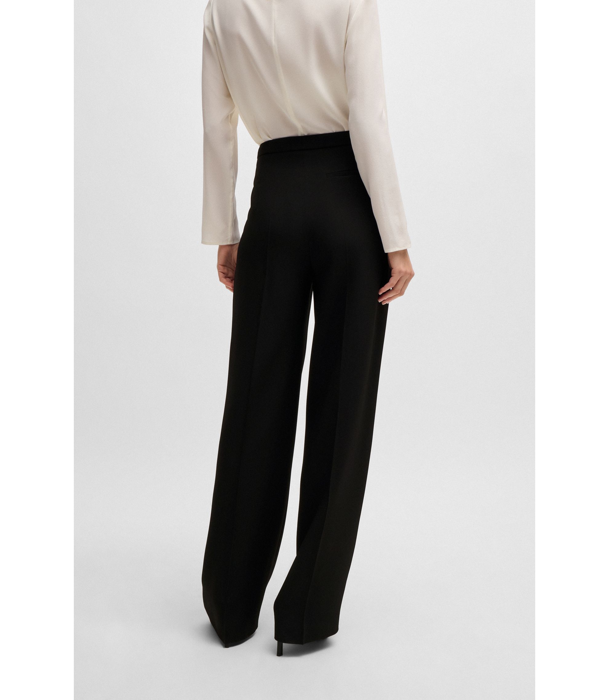 BOSS - Regular-fit trousers in matte fabric - Black
