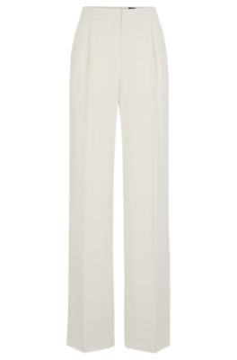 Hugo Boss Regular-fit Trousers In Matte Fabric In White