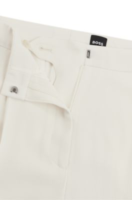 Regular-fit trousers in matte fabric, White