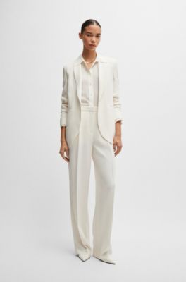 Regular-fit trousers in matte fabric, White