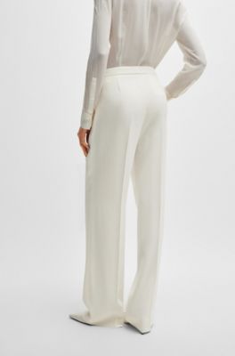Regular-fit trousers in matte fabric, White