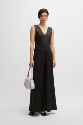 Mono en tejido lustroso con efecto a capas, Negro