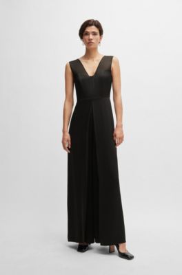 Mono en tejido lustroso con efecto a capas, Negro