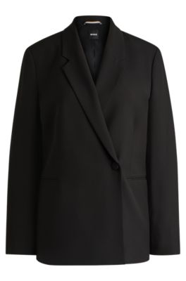 Hugo Boss Relaxed-fit Jacket With Feature Button In Black