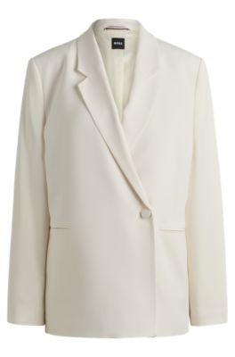 Hugo Boss Relaxed-fit Jacket With Feature Button In White