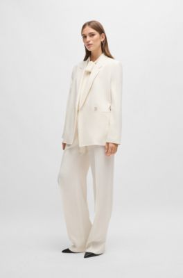 Relaxed-fit jacket with feature button, White