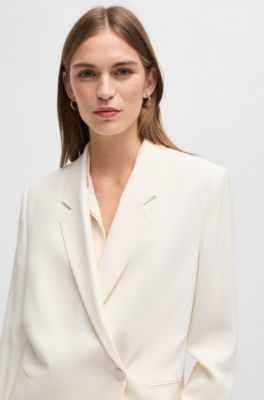 BOSS - Relaxed-fit jacket with feature button - White