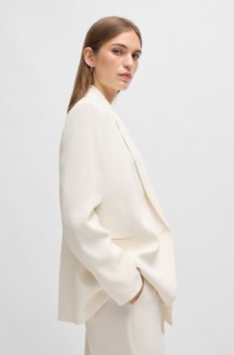 Relaxed-fit jacket with feature button, White