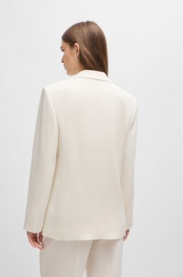 Relaxed-fit jacket with feature button, White