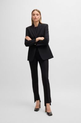 Chaqueta slim fit de tejido t&eacute;cnico el&aacute;stico, Negro