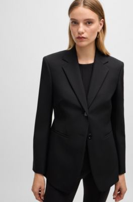 Chaqueta slim fit de tejido t&eacute;cnico el&aacute;stico, Negro