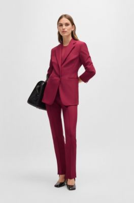 Slim-fit jacket in performance-stretch material, Dark Red