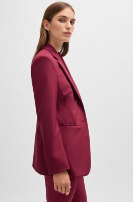 Slim-fit jacket in performance-stretch material, Dark Red