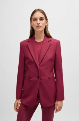 Slim-fit jacket in performance-stretch material, Dark Red
