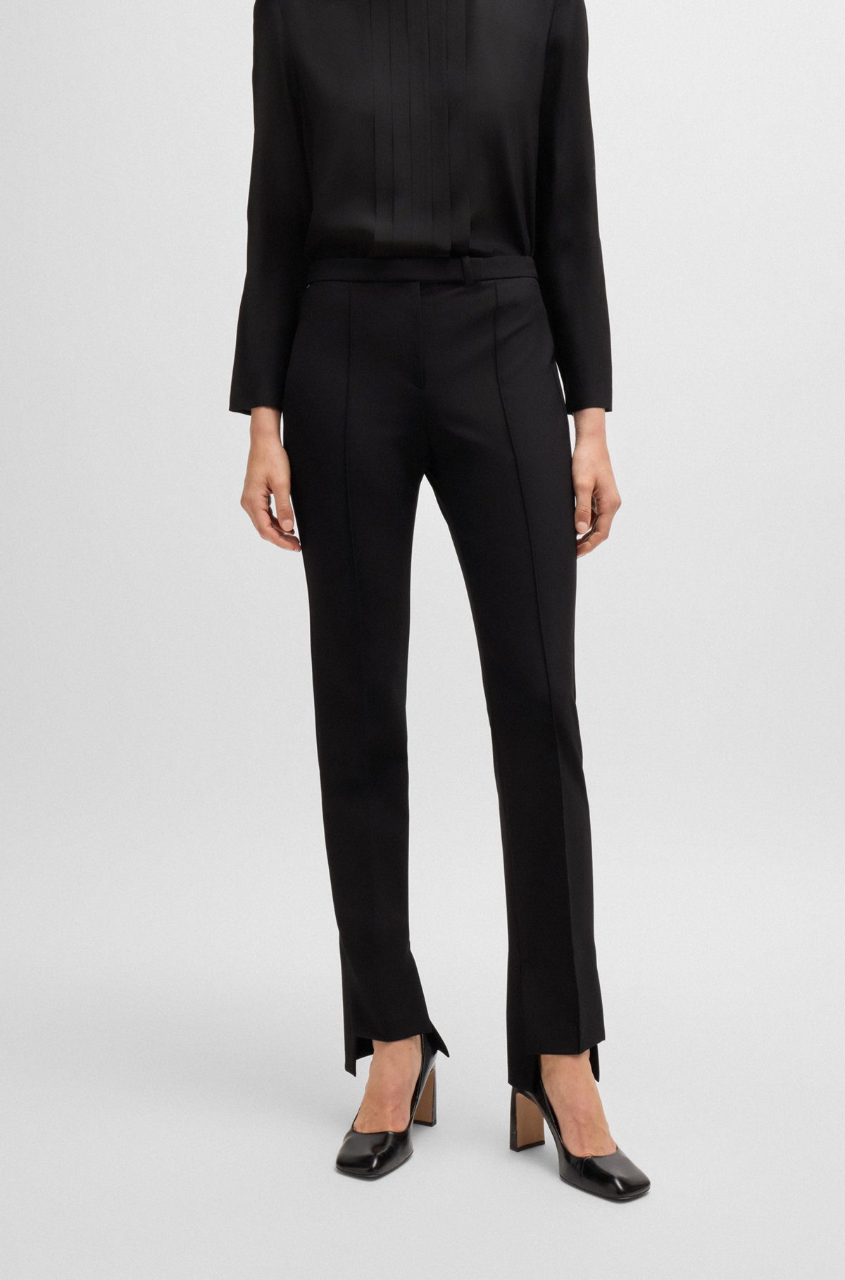 BOSS - Skinny-leg trousers in performance-stretch fabric - Black BOSS - Skinny-leg trousers in performance-stretch fabric - Black