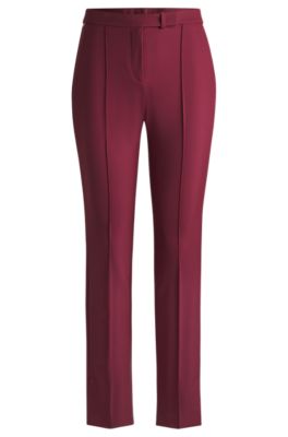 Hugo Boss Skinny-leg Trousers In Performance-stretch Fabric In Dark Red