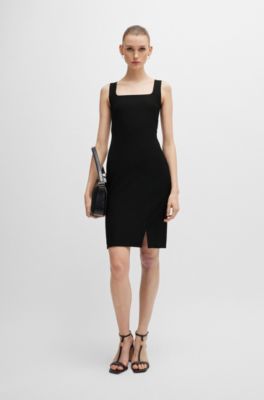 くろえり Squareneck Pencil Dress Claretta Black Square Neck Twisted Maxi Dress With Cape