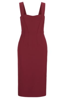 Shop Hugo Boss Extra-slim-fit Dress In Performance-stretch Fabric In Dark Red