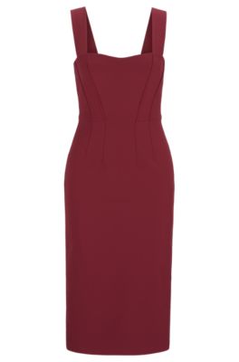 Hugo Boss Extra-slim-fit Dress In Performance-stretch Fabric In Dark Red