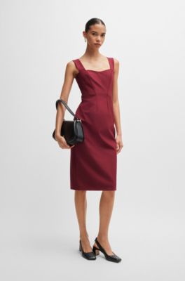 Extra-slim-fit dress in performance-stretch fabric, Dark Red