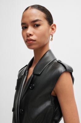Faux-leather dress with double-breasted front