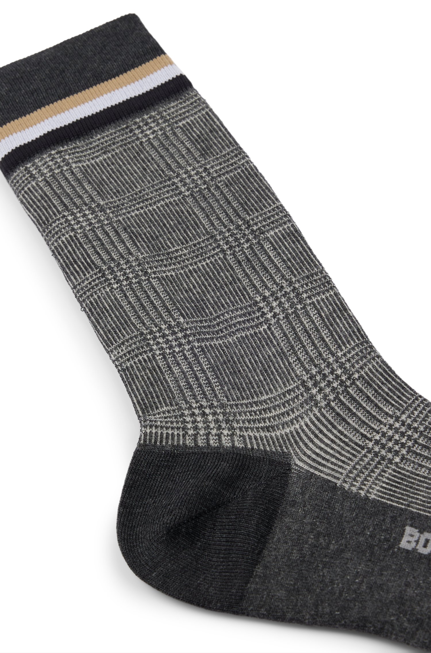 Regular-length checked socks in mercerized stretch cotton