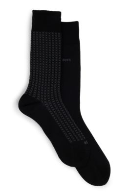 Shop Hugo Boss Two-pack Of Regular-length Socks With Mercerized Finish In Black