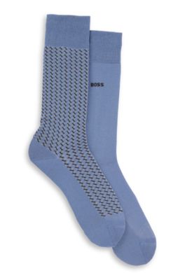 Shop Hugo Boss Two-pack Of Regular-length Socks With Mercerized Finish In Light Blue