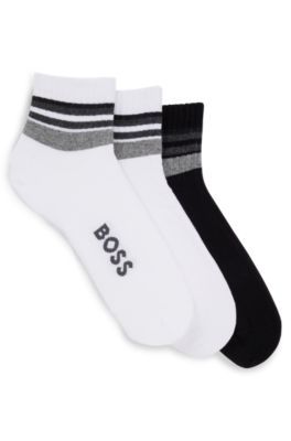 Shop Hugo Boss Three-pack Of Short-length Socks With Plush Soles In White