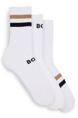 Shop Hugo Boss Three-pack Of Short Socks With Stripes In White