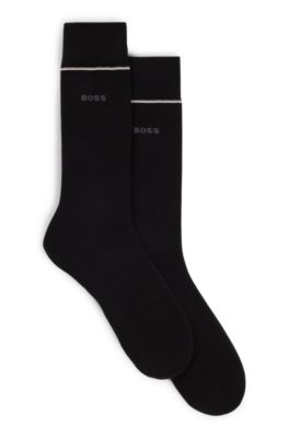 Hugo Boss Two-pack Of Regular-length Performance-stretch Socks In Black
