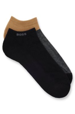 Shop Hugo Boss Two-pack Of Ankle Socks In A Cotton Blend In Black