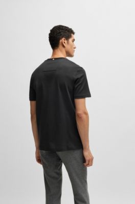 Regular-fit T-shirt in structured cotton, Black