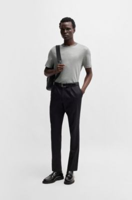 Regular-fit T-shirt in structured cotton, Silver