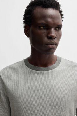 Regular-fit T-shirt in structured cotton, Silver