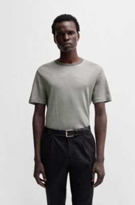 Regular-fit T-shirt in structured cotton, Silver