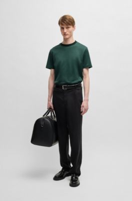 Regular-fit T-shirt in structured cotton, Light Green