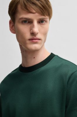 Regular-fit T-shirt in structured cotton, Light Green