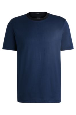 BOSS - Regular-fit T-shirt in structured cotton - Dark Blue