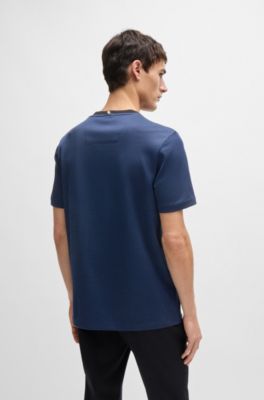 Regular-fit T-shirt in structured cotton, Dark Blue
