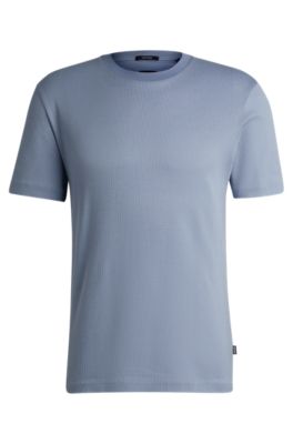 BOSS - Regular-fit T-shirt in structured cotton - Light Blue