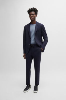 Regular-fit T-shirt in structured cotton, Light Blue