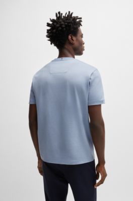 Regular-fit T-shirt in structured cotton, Light Blue