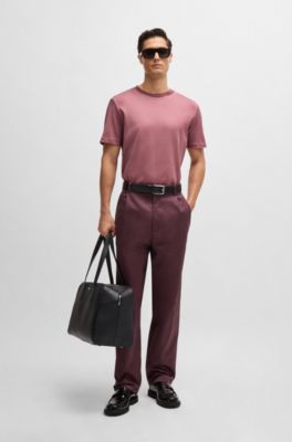 Regular-fit T-shirt in structured cotton, Light Red