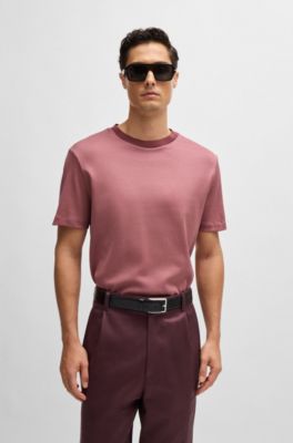 Regular-fit T-shirt in structured cotton, Light Red