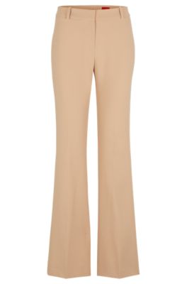 Hugo Boss Regular-fit Trousers In Stretch Fabric With Bootcut Leg In Light Beige