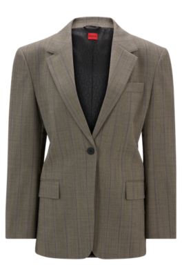 Hugo Boss Oversize-fit Jacket In Striped Stretch Fabric In Patterned